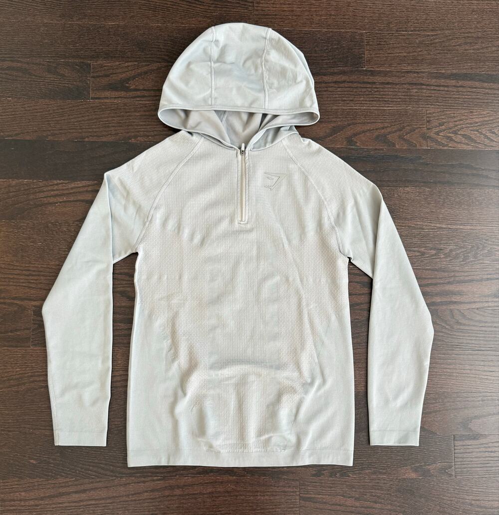 Gymshark Seamless Quarter Zip Hoodie Grey Textured Knit (Size M)